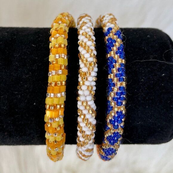 HAND CRAFTED in Nepal Beaded Bracelets (set of 3) #316 - Picture 4 of 6